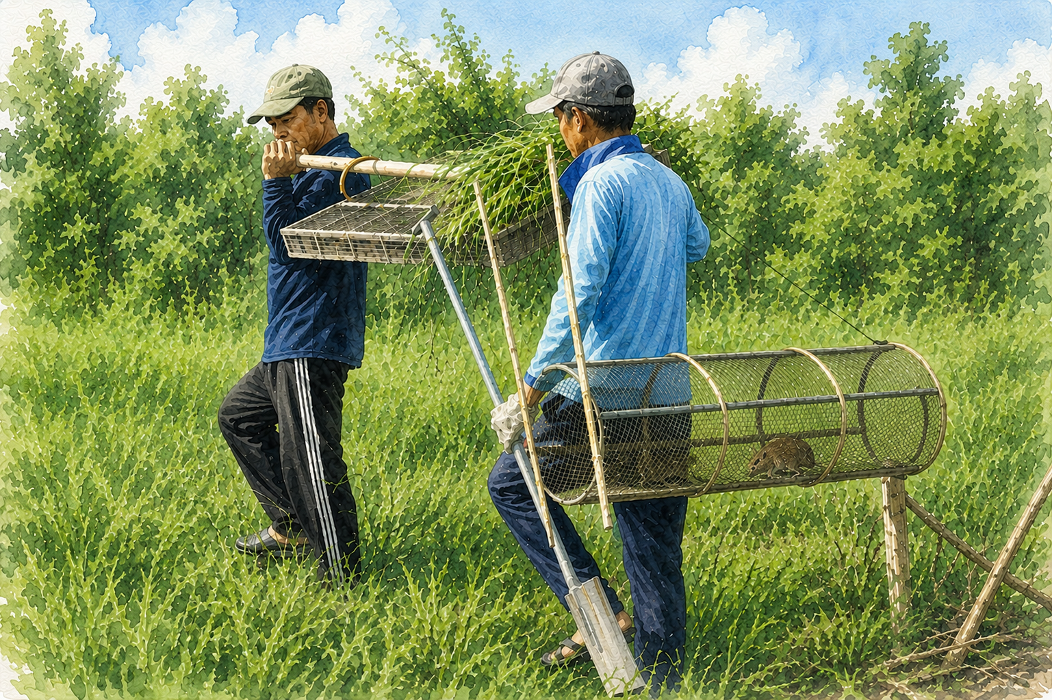 Sau vụ gặt đi bẫy chuột đồng